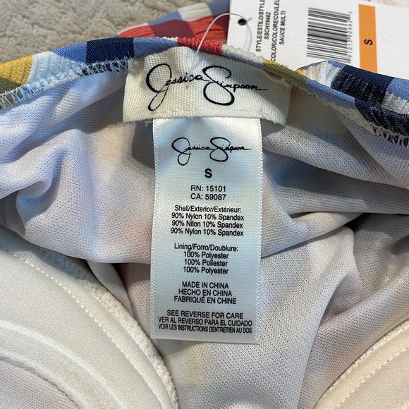 Jessica Simpson Colorful Tankini Bikini Top with a built in bra Size small - Picture 5 of 9